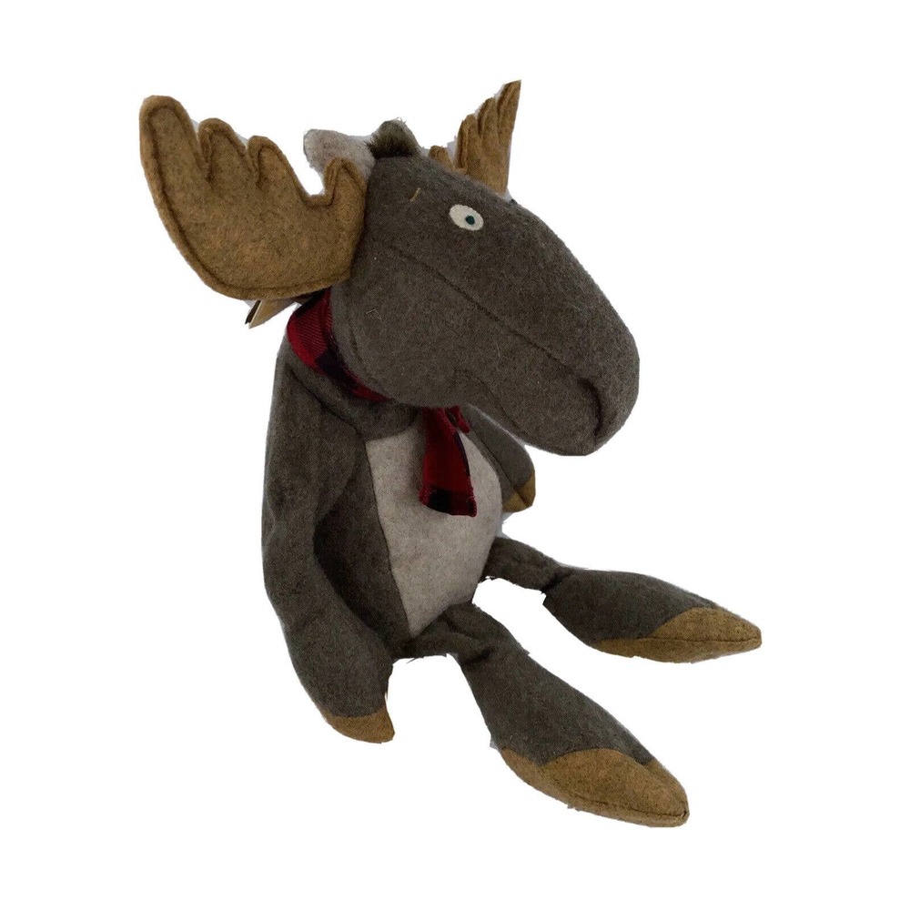 Hallmark Christmas Broose The Moose Black Buffalo Plaid Scarf Stuffed Animal